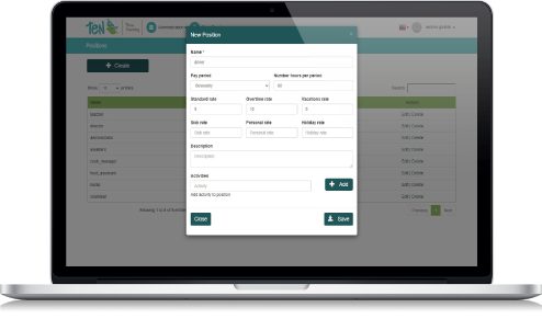 up the cost per hour, suggested number of work hours, and job responsibilities for each position, allowing you to track the time invested by your employees in different activities.
</p>